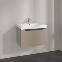Villeroy & Boch Subway 2.0 Waschtischunterschrank, 1 Auszug, Waschbecken mittig, 637x420x454mm, Soft Grey, Griff chrom glänzend