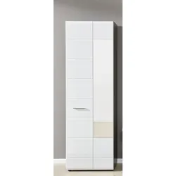 Garderobenschrank INOSIGN "Sovana", weiß (weiß hochglanz, eichefraben rauchsilber), B:60cm H:191cm T:35cm, FSC-zertifizierter Holzwerkstoff, Schränke, mit Frontspiegel