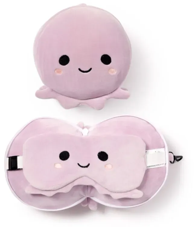 Relaxeazzz Adoramals Oktopus Plüsch Reisekissen & Schlafmaske