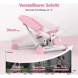 Merach & Mini Stepper 2-in-1 mit LCD-Display – Widerstandsseilen bis 150 kg, Heimtrainer für Beine, Po & Arme, rosa