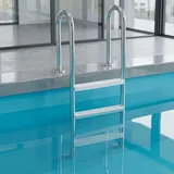 YRHome Poolleiter 4 Stufen 157cm Höhe, Edelstahlrahmen & weiße rutschfeste Kunststoffstufen, passend für Pool 1,4-1,6m Tiefe, mit Montagematerial - Silber/Weiß