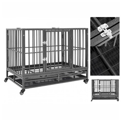 vidaXL Hunde-Transportbox Hundekäfig mit Rollen Stahl 92x62x76 cm schwarz