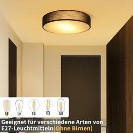 GBLY ZMH Deckenleuchte Schlafzimmer - Rund Stoff Schlafzimmerlampe 12W Warmweiß 3000K Wohnzimmerlampe mit Stoffschirm für Küche Flur