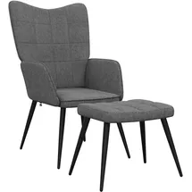 vidaXL Relaxsessel mit Hocker Stoff 64 x 66 x 0 cm Dunkelgrau