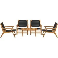 vidaXL 5-teiliges Set aus Gartenstühlen und Tisch - Schwarzes Akazienholz