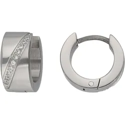 Paar Creolen TITANIA "elegant design", grau (titanfarben), Ohrringe, Damen, Titan