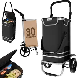 24MOVE® Einkaufstrolley VEHLO 3in1 Trolley faltbarer Einkaufswagen mit Kühlfach, schwarz