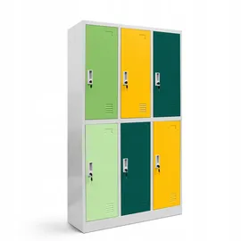 Jan Nowak Schließfachschrank Stahlblech 150 cm x 90 cm x 45 cm Mehrfarbig 6 Fächer abschließbar