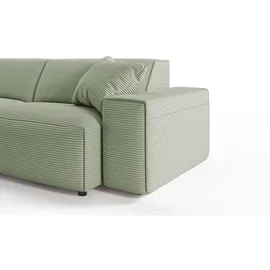 KAWOLA Sofa RANI Ecksofa Cord olivgrün Recamiere links - Grün