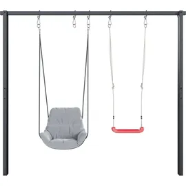 QLS Doppelschaukel aus Stahl Grau