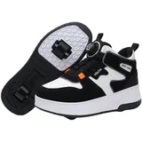 Surwin Schuhe mit Rollen Kinder Mädchen Jungen, Drehschnalle Halbhoher Turnschuhe mit Einziehbaren Hinterrädern, Rollschuhe Schuhe Skateboardschuhe Roller Skate Shoes Rollschuhe (Schwarz,38) - 38 EU