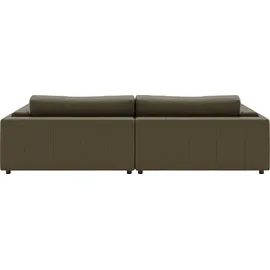 Candy Big-Sofa 3C CANDY "Karalis mit extra großer Sitztiefe, elegantes Mega Sofa zum Relaxen", grün (oliv), B:294cm H:85cm T:150cm, 100% Leder, Sofas, Big-Sofa, auch in Cord- oder Leder-Bezug, lose Kissen, loungige Bequemlichkeit