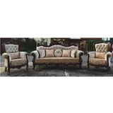 Casa Padrino Luxus Barock Wohnzimmer Set Silber / Dunkelbraun - Barockstil Möbel
