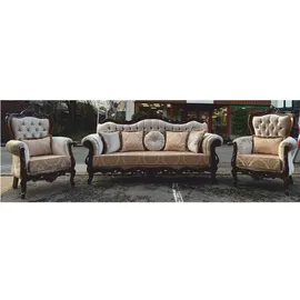 Casa Padrino Luxus Barock Wohnzimmer Set Silber / Dunkelbraun - Barockstil Möbel