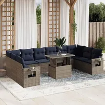 vidaXL Gartensofa-Set 11-tlg. grau Polyrattan