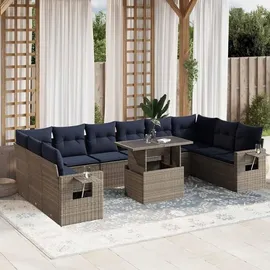 vidaXL Gartensofa-Set 11-tlg. grau Polyrattan