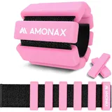 Amonax Gewichtsmanschetten Ankle Weights Set, Fitness Gewichte Für Beine Und Arme, 2x0,5kg Gewichte Handgelenk Für Frauen Männer, Pilates Gewichte Leg Weights (Grau - 2kg x 2) (Rosa - 1kg x 2)