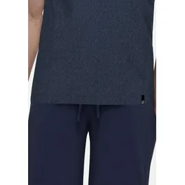 Bugatti Shorty "Turin", Herren, Gr. 54, blau (blau, mittel, meliert), Jersey, Obermaterial: 87% Baumwolle, 8% Polyester, 5% Elasthan, meliert, bequem kniefrei, V-Ausschnitt, Homewear-Sets Shorty, V-Ausschniitt, Kurzarm, kurze Hose, mit Logo, Baumwollmix