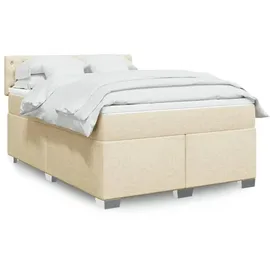 vidaXL Boxspringbett mit Matratze Creme 160x200 cm Stoff - Creme