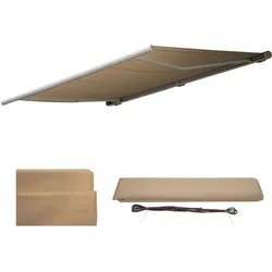 Ersatz-Bezug für Markise H124, Vollkassette Ersatzbezug Sonnenschutz 5x3m ~ Polyester creme