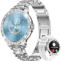 Smartwatch Damen mit Telefonfunktion Diamant Fitnessuhr Damen für IOS Android mit Schlafmonitor, SpO2, Pulsuhr, Blutsauerstoff, Menstruationszyklus