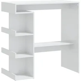 vidaXL Bartisch mit Regal 100 x 50 x 101,5 cm Hochglanz-Weiß