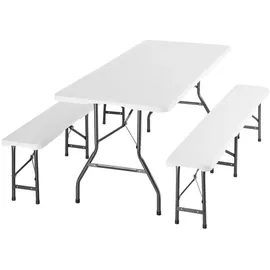 Tectake Campingtischgarnitur Panja Weiß 70 x 180 x 74 cm