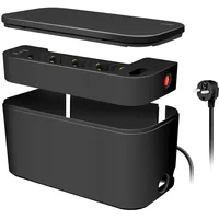 Logilink Kabelbox mit 5-fach-Steckdosenleiste inkl. 3X USB, Schwarz