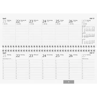 Glocken Querkalender 29,7x10,5cm 1 Woche = 2 Seiten blau Kalendarium 2026