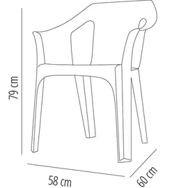 Resol Garbar Cool Gartenstuhl 4 Stück  mit Armlehnen  Weiß  stapelbar