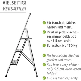 Wenko Alu-Design Klapptrittleiter 3 Stufen silber