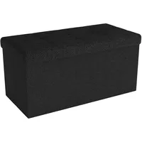 Intirilife Faltbare Sitzbank 76x38x38 cm in PIANO SCHWARZ - Sitzwürfel mit Stauraum und Deckel aus Stoff mit Mulden