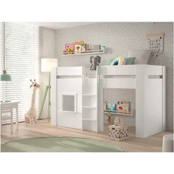 RENO halbhohes Spielbett 90 x 200 cm Liegefläche, Weiß