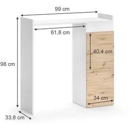 Vicco Waschmaschinenschrank Alf, 99 x 98 cm mit 2 Schubladen