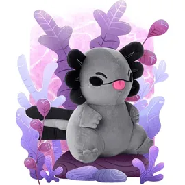 corimori Axolotl Plüschtier Schwarz, grau 25cm | Pebbles der Melanoid Axolotl | Süßes Kuscheltier