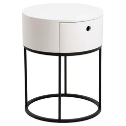 Nachttisch ACTONA GROUP "Polo", weiß, B:40cm H:51cm, Tische, Nachttisch in Weiss oder Schwarz, rund, Ø 40 cm, mit 1 Schublade