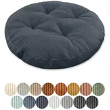 Lsjoaw Sitzkissen Rund 35cm Dicke 6cm 1 Stück Bodenkissen Rund Sitzpolster Stuhlauflage Sitzpolster Stuhlkissen Polster Auflage für Wohnzimmer Büro Konferenzraum Cordstoff (Graublau)