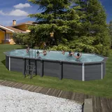 Gre Composite Pool oval grau, 804 x 386 x 124 cm