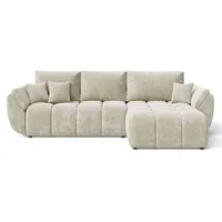 EZIMPAZ Schlafsofa CALVANI, Ecksofa Gesteppt mit Schlaffunktion und Bettkasten, Freistehende Polsterecke, DL-Automatik - Beige Rechts - Beige