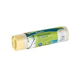 Secolan Mülleimerbeutel mit Zugband 35 L weiß