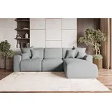 99rooms Gusto Ecksofa Velours MONOLITH Silber Rechts mit Schlaffunktion