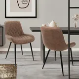 ML DESIGN modern liv 2er Set Esszimmerstühle Esszimmerstuhl mit Rücken- und Armlehnen, Braun, PU-Kunstleder Sitzfläche, Metallbeine, Küchenstühle Küchenstuhl Wohnzimmerstühle Wohnzimmerstuhl Polsterstuhl