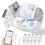 Mini Drucker, X100 Tragbarer Aufkleber Drucker mit 10 Rollen Druckerpapier, Etikettendrucker Bluetooth, Thermodrucker für Notizen, Fotos, Tagebücher, Heimwerken, kompatibel mit iOS und Android