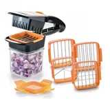 Genius Gemüseschneider Genius Nicer Dicer Quick 7 teilig Set Brombeere, 5 in 1 Multischneider, austauschbaren Messereinsätzen orange