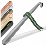 JK Trade Schuhlöffel 42cm Edelstahl Anthrazit poliert (1-tlg., lang & stabil), Metall Schuhanzieher lang zum Stehen, Aufhängbar, 2mm Extra Stabil grau
