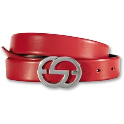Ledergürtel SILBERGIFT, Damen, Gr. 80, rot, Rindsleder, unifarben, elegant,feminin,klassisch, Gürtel, Seidiges Rindleder bombiert mit Koppelschließe