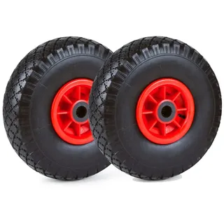 Grafner 2 Stück Sackkarrenrad Bollerwagenrad luftbereift, 3.00/3.00-4, Ø 260mm, 20 mm Achse, 80 kg Traglast, Kugellager, Sackkarren Bollerwagen Ersatzrad Luft Rad Reifen Gartenwagen Karre