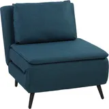 HOMCOM Schlafsessel 1‐Sitzer, 3‐in‐1 Klick‐Klack Schlafsessel mit verstellbarer Rückenlehne, Kissen, breiter Sitzfläche, S‐Federn, gepolstertes Leinen‐Sofa für Gäste, Wohnzimmer, Büro, Blau   Aosom