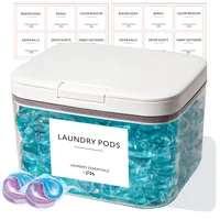 Janxin Waschpulver Aufbewahrungsbox, Behälter für Wäschepulver, Waschmittelbehälter, Transparent, Mit 24 Waschmittel Tabs, Anwendbar Wäscheperlen, Wäsche Organizer, 20,5 x 16,5 x 13,5 cm(94oz)