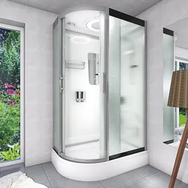 AcquaVapore Komplettdusche mit Schiebetür rechts 120 x 215 cm Weiß Sicherheitsglas D60-70M1L-ALL